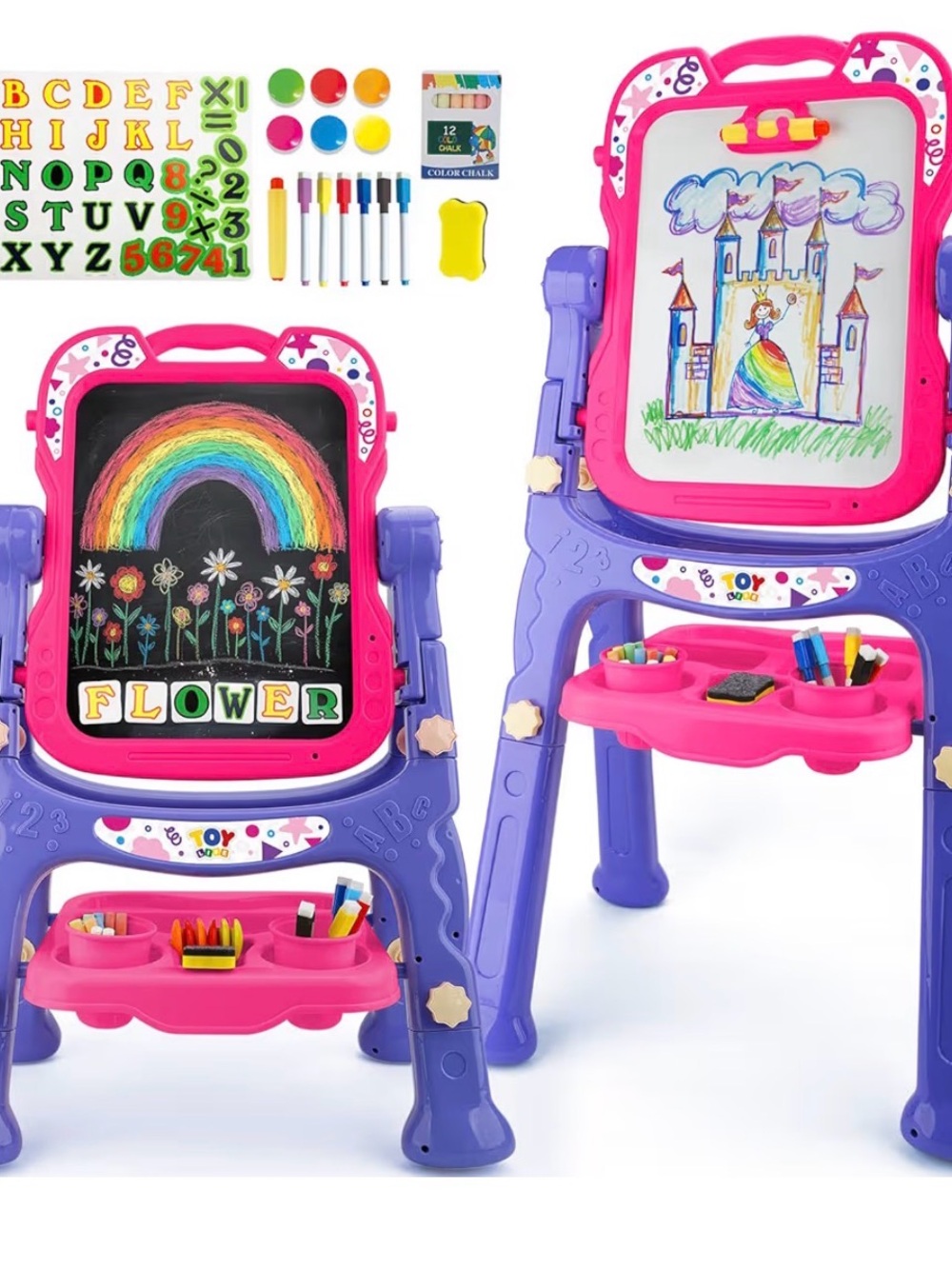 Kids Double-Sided Art Easel - Pink and Purple
